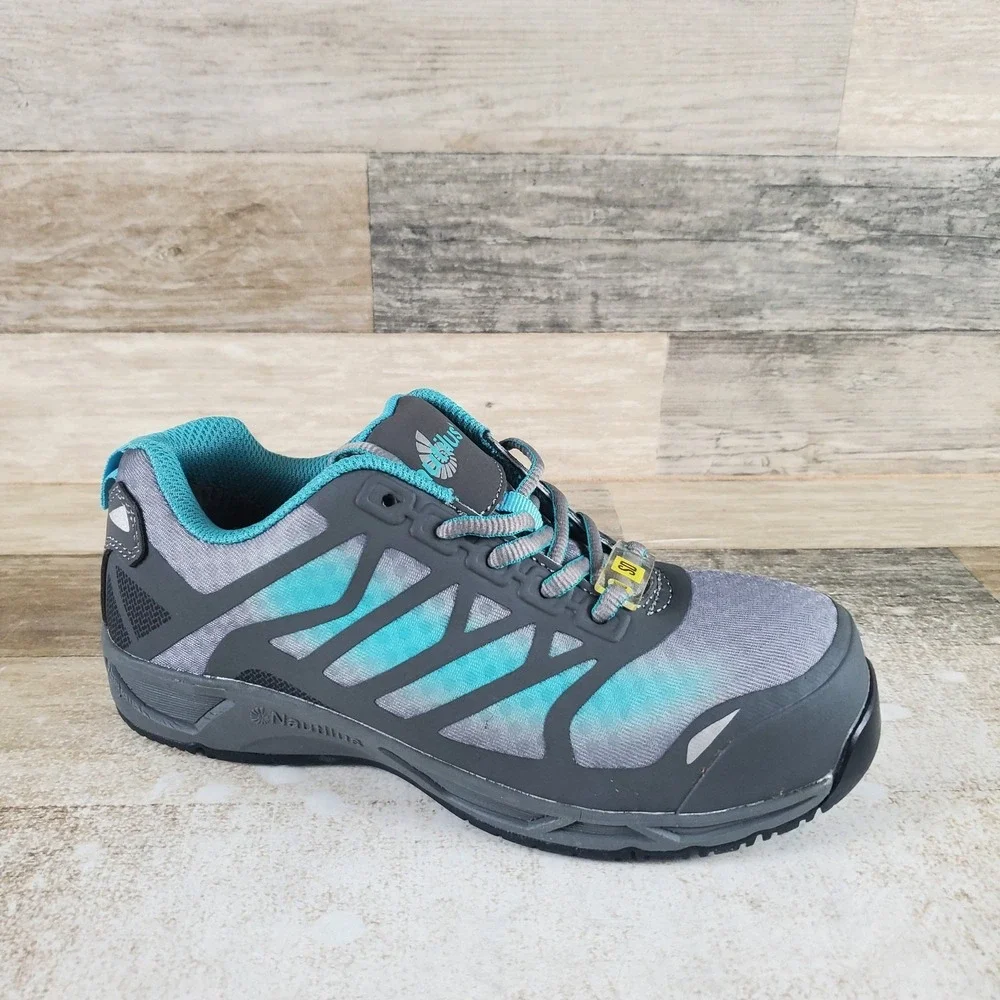 Nautilus N2485 Womens Work Shoes Sz 6.5 B Teal Gray Carbon Fiber Safety Toe